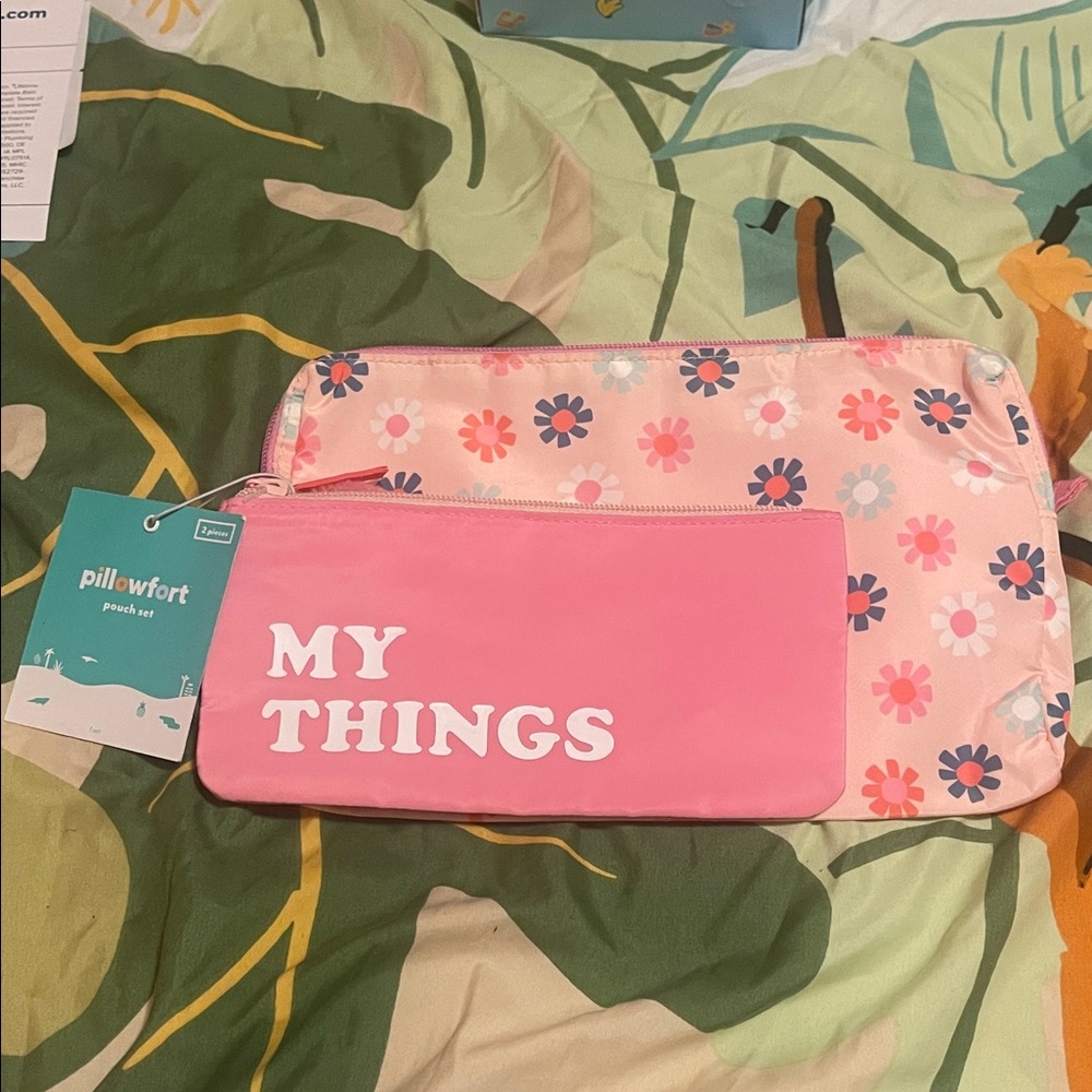 Pink Floral Pouch Set - Picture 1 of 1